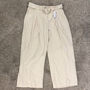 Nine West Cream Striped Belted Trousers
